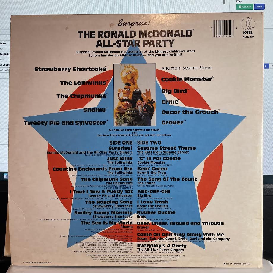 Various - Surprise! The Ronald McDonald All-Star Party! (VINYL) | Excellent+ (EX+) Excellent (EX) - CHILDRENS / USED *EXCELLENT+*