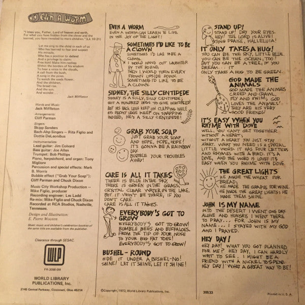 Jack Miffleton - Even A Worm: Songs for Childrens Celebrations Ages 2 to 10 | Near Mint (NM) Near Mint (NM) - CHILDRENS / USED *NEAR MINT*