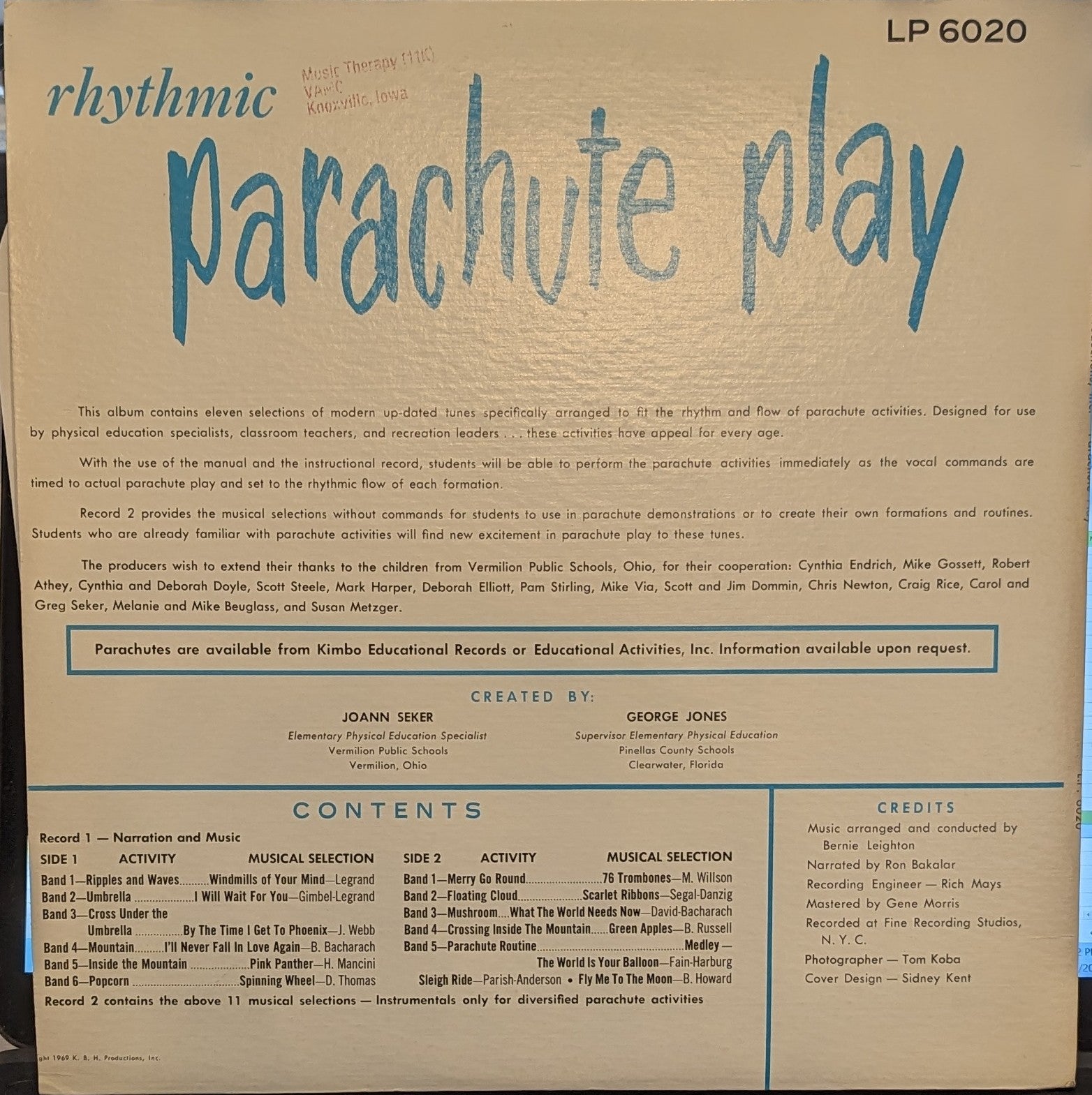 JoAnn Seker - Rhythmic Parachute Play | Near Mint (NM) Excellent (EX) - CHILDRENS / USED *NEAR MINT*
