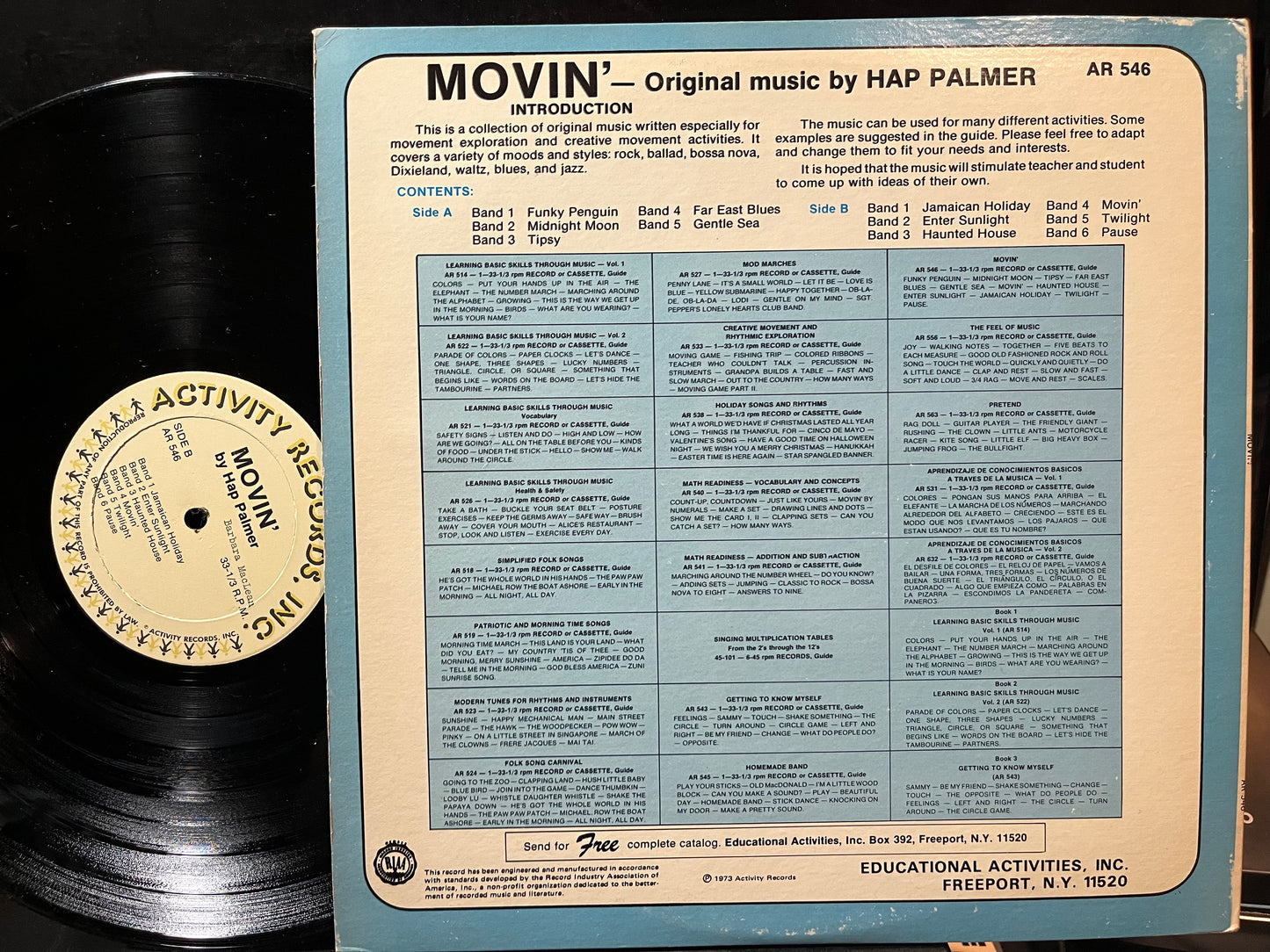 Hap Palmer - Movin' (VINYL LP INC. AR 546) | USED Near Mint (NM or M-) Excellent (EX) - CHILDRENS / USED *NEAR MINT*