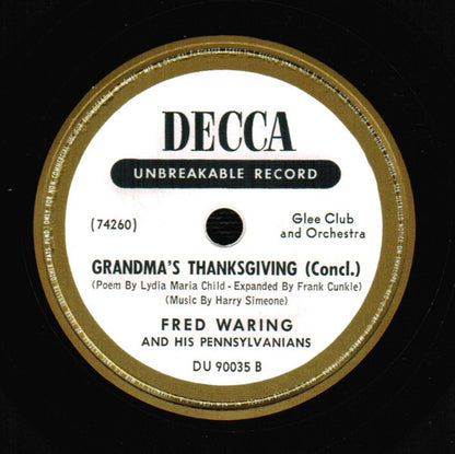 Fred Waring & The Pennsylvanians - Grandma's Thanksgiving | Very Good Plus (VG+) Excellent (EX) - CHILDRENS / USED *VERY GOOD++/78RPM*