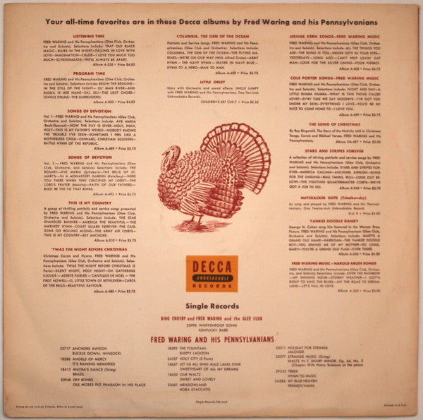 Fred Waring & The Pennsylvanians - Grandma's Thanksgiving | Very Good Plus (VG+) Excellent (EX) - CHILDRENS / USED *VERY GOOD++/78RPM*