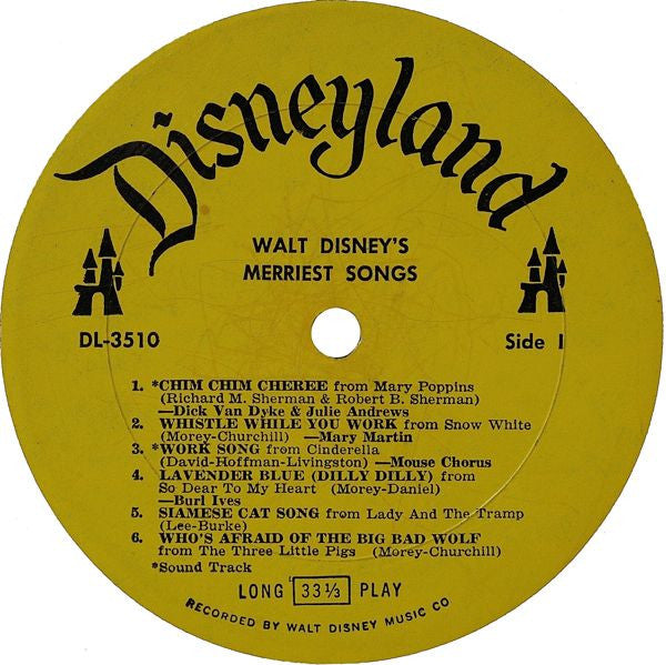 Various - Walt Disney's Merriest Songs | Very Good Plus (VG+) Near Mint (NM) - CHILDRENS / USED *VERY GOOD++*