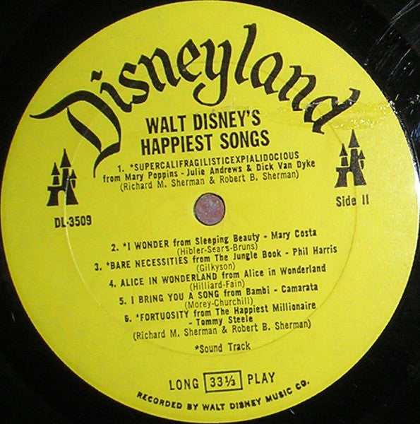 Various - Walt Disney's Happiest Songs | Very Good Plus (VG+) Near Mint (NM) - CHILDRENS / USED *VERY GOOD++*