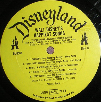 Various - Walt Disney's Happiest Songs | Very Good Plus (VG+) Near Mint (NM) - CHILDRENS / USED *VERY GOOD++*