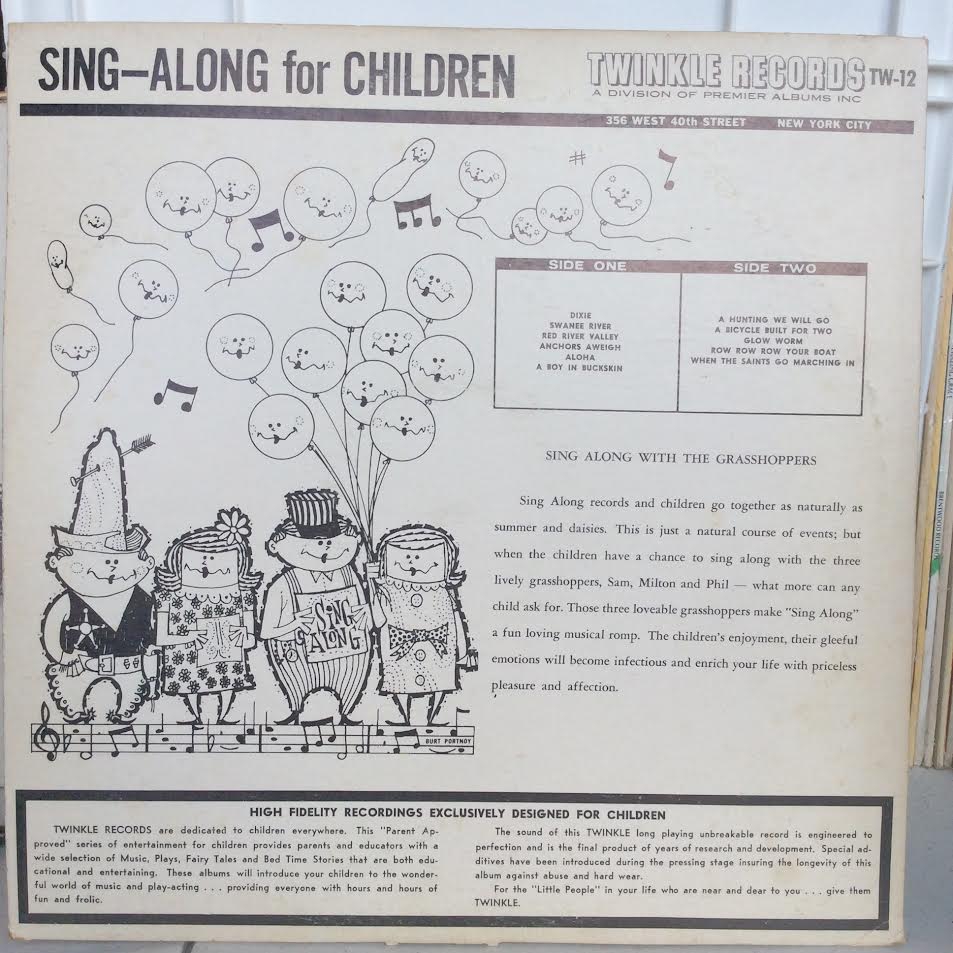 Sing Along With The Grasshoppers (VINYL) | Very Good Plus (VG+) Excellent+ (EX+) - CHILDRENS / USED *VERY GOOD+*