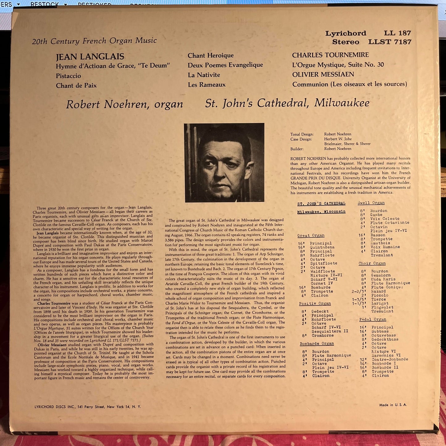 Robert Noehren - 20th Century French Organ Music | Excellent (EX) Near Mint (NM) - CLASICAL / USED *EXCELLENT*