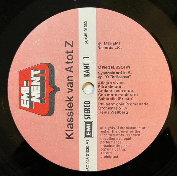 Symfonie Nr 4 In A "Italiaanse" / A Midsummer Night's Dream (VINYL) | Mint (M) Near Mint (NM) - CLASSICAL *SEALED*