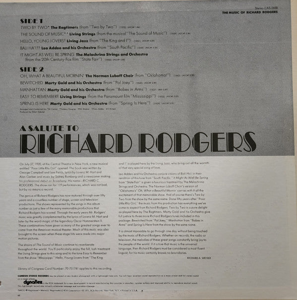 Various - The Music Of Richard Rodgers | Mint (M) Near Mint (NM) - CLASSICAL *SEALED*