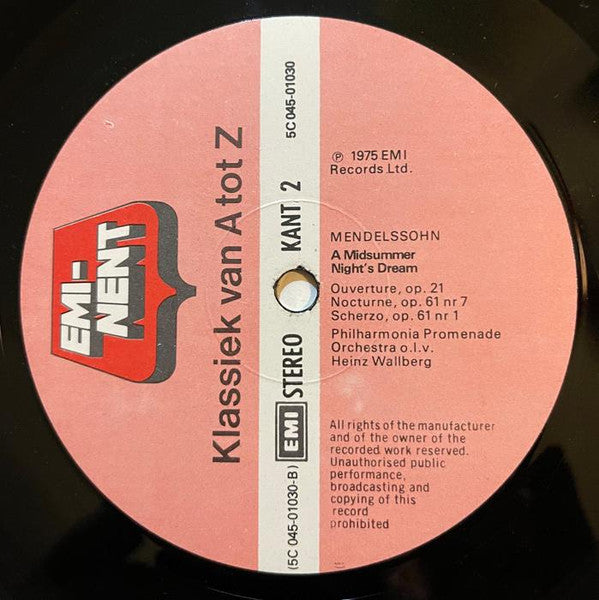 Symfonie Nr 4 In A "Italiaanse" / A Midsummer Night's Dream (VINYL) | Mint (M) Near Mint (NM) - CLASSICAL *SEALED*