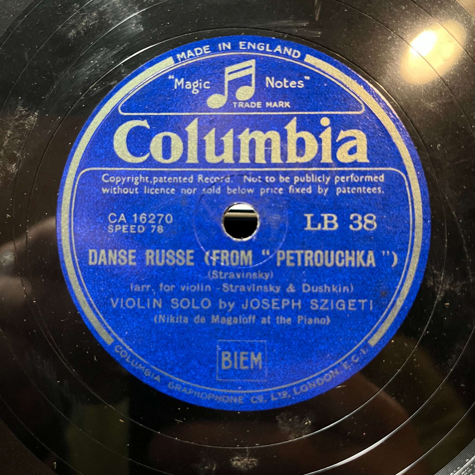 DANSE RUSSE / NORWEGIAN SONG / GAVOTTE (78RPM 10") COLUMBIA LP 38 UK | Excellent+ (EX+) Generic - CLASSICAL / USED *EXCELLENT+*