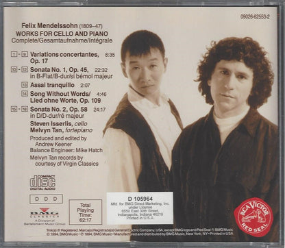 Works For Cello And Piano, Complete (CD) | Excellent+ (EX+) Near Mint (NM) - CLASSICAL / USED *EXCELLENT+*
