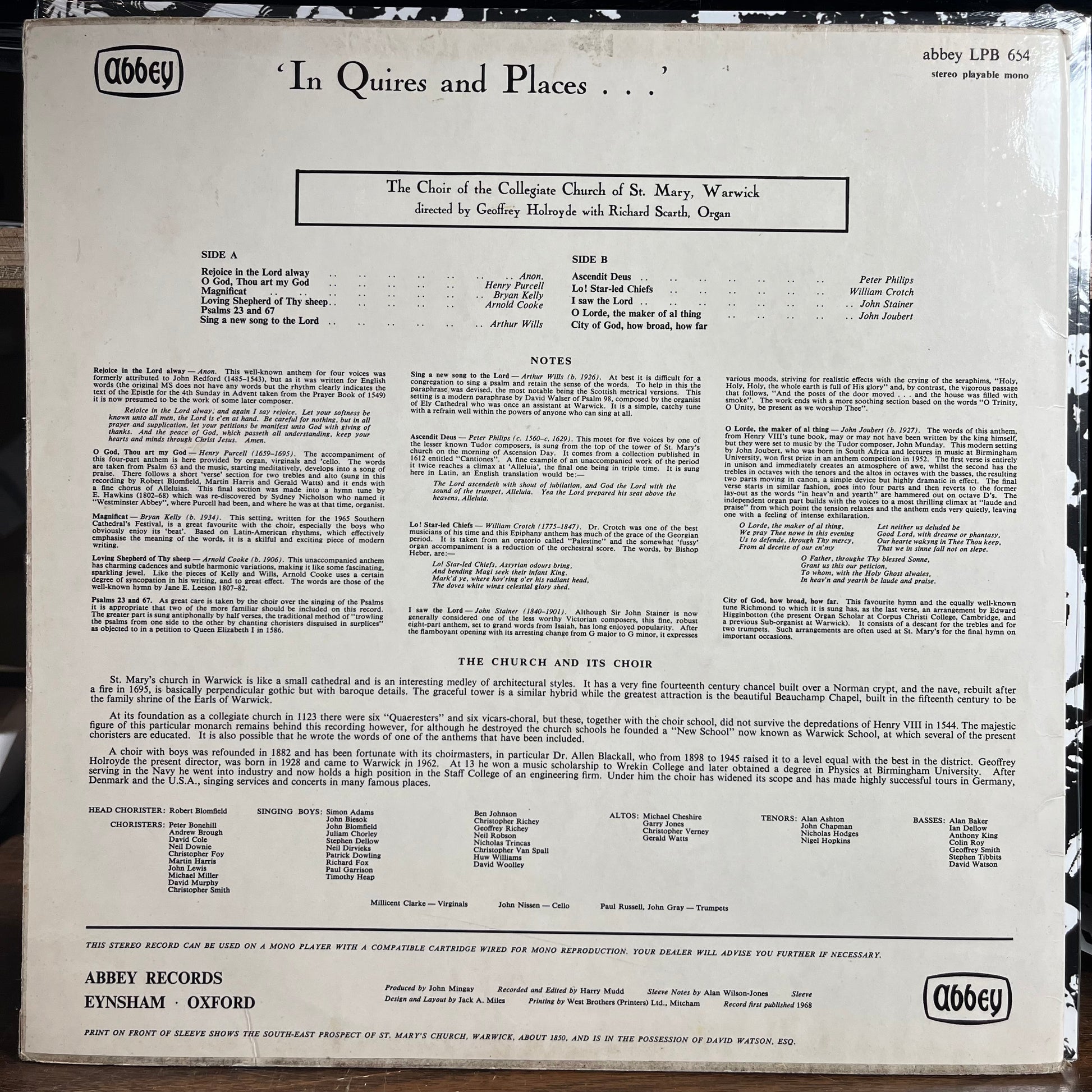 'In Quires And Places...' (VINYL) | Excellent+ (EX+) Near Mint- (NM-) - CLASSICAL / USED *EXCELLENT+*