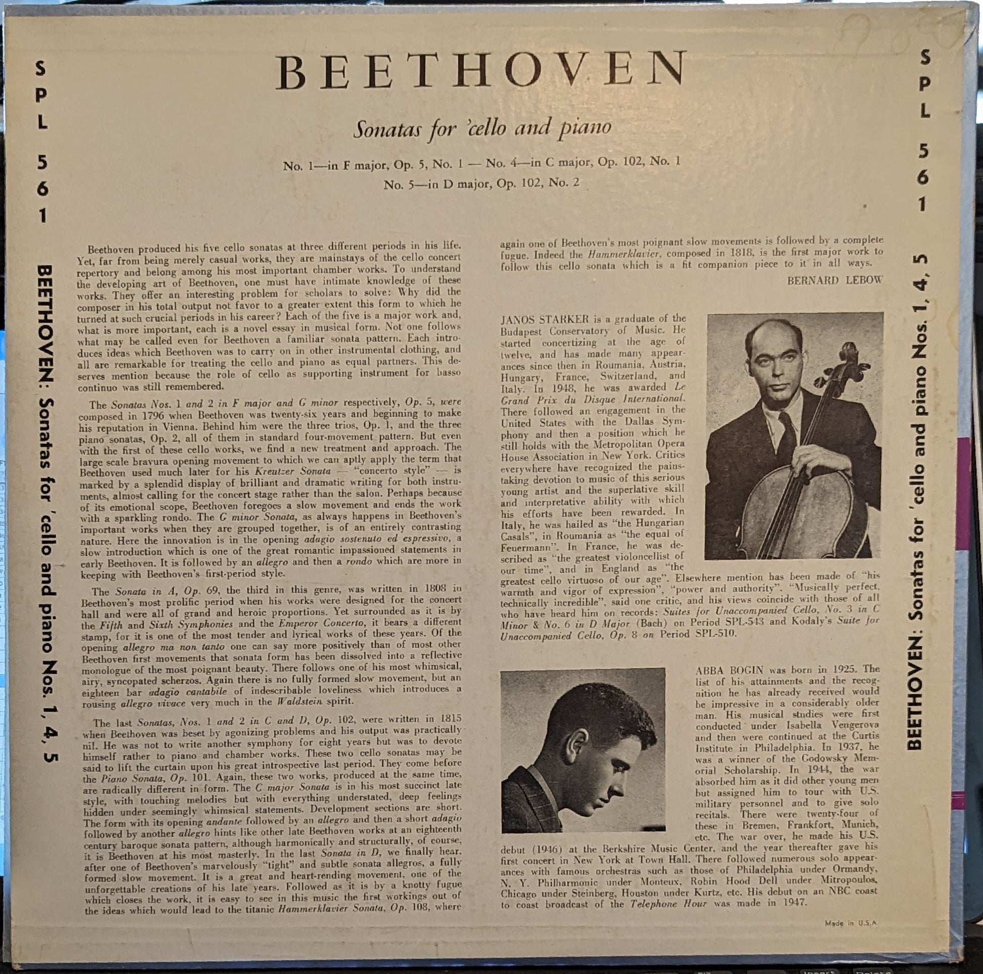 Ludwig van Beethoven - Cello Sonatas Volume 1 | Excellent (EX) Near Mint (NM) - CLASSICAL / USED *EXCELLENT+*
