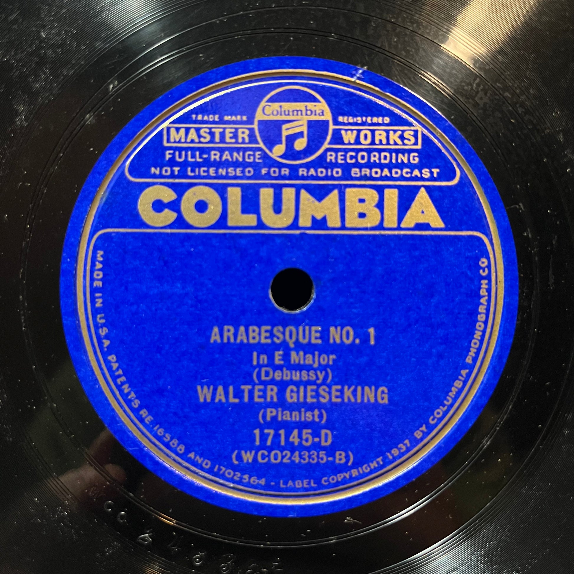 ARABESQUE NO. 1 & 2 (78RPM 10") 17145 COLUMBIA | Excellent+ (EX+) Generic - CLASSICAL / USED *EXCELLENT+*