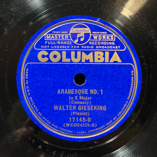 ARABESQUE NO. 1 & 2 (78RPM 10") 17145 COLUMBIA | Excellent+ (EX+) Generic - CLASSICAL / USED *EXCELLENT+*