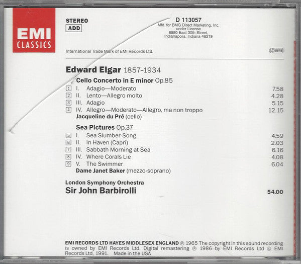 Cello Concerto • Sea Pictures (CD) | Excellent+ (EX+) Excellent (EX) - CLASSICAL / USED *EXCELLENT+*