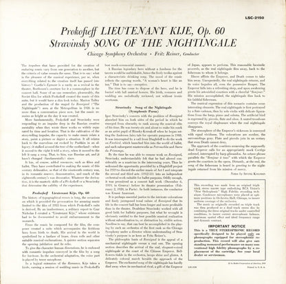Lieutenant Kije / Song Of The Nightingale (VINYL) | Excellent+ (EX+) Excellent+ (EX+) - CLASSICAL / USED *EXCELLENT+*