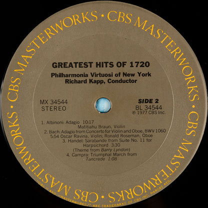 Philharmonia Virtuosi - Greatest Hits Of 1720 *REPRESS* | Very Good Plus (VG+) Excellent (EX) - CLASSICAL / USED *EXCELLENT+*