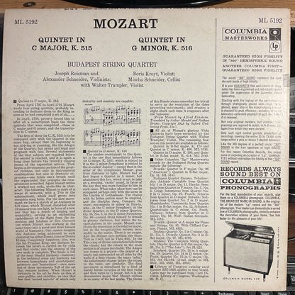 Quintet For Viola And Strings In C Major, K. 515 (VINYL) | Excellent+ (EX+) Near Mint (NM) - CLASSICAL / USED *EXCELLENT+*
