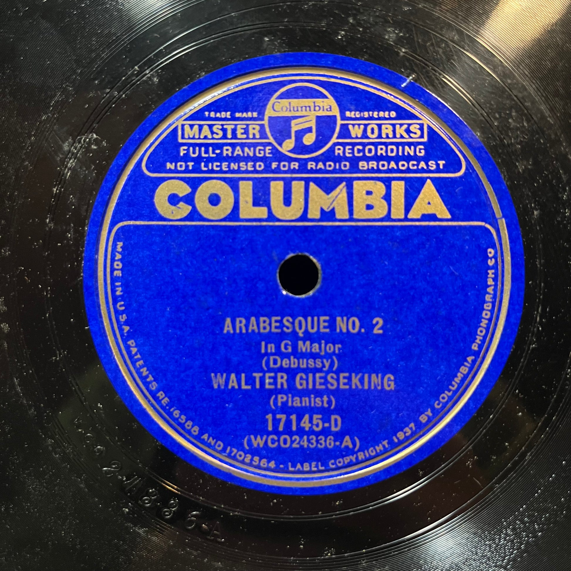 ARABESQUE NO. 1 & 2 (78RPM 10") 17145 COLUMBIA | Excellent+ (EX+) Generic - CLASSICAL / USED *EXCELLENT+*