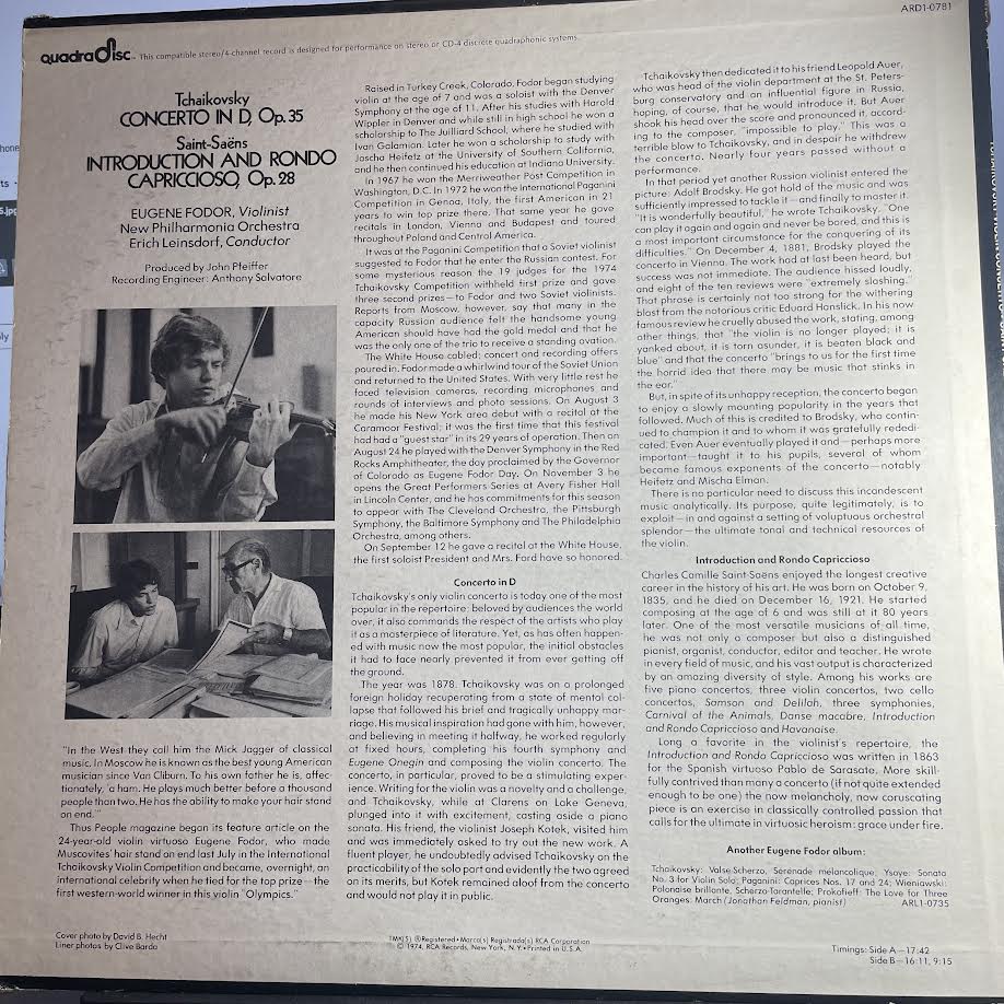 Violin Concerto / Introduction And Rondo Capriccioso (VINYL) | Excellent+ (EX+) Excellent (EX) - CLASSICAL / USED *EXCELLENT+*