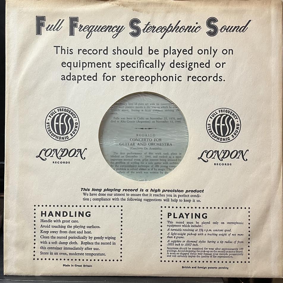 Nights In The Gardens Of Spain / Concerto For Guitar And Orchestra (VINYL) | Excellent+ (EX+) Excellent (EX) - CLASSICAL / USED *EXCELLENT+*