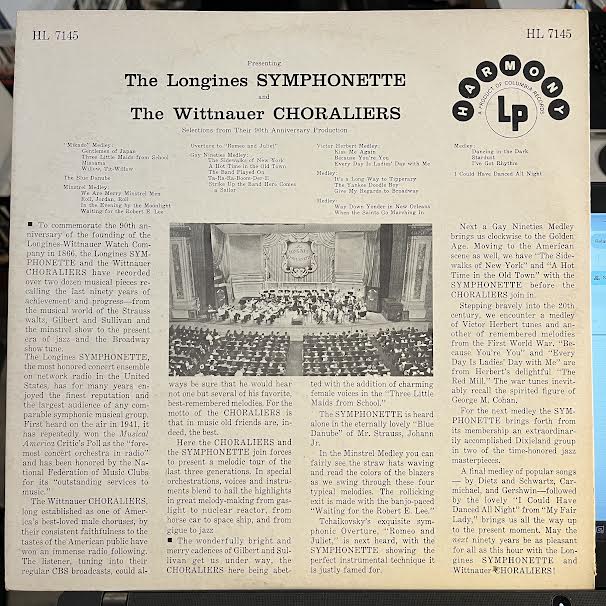 The Longines Symphonette And The Wittnauer Choraliers Selections (VINYL) | Excellent+ (EX+) Near Mint (NM or M-) - CLASSICAL / USED *EXCELLENT+*