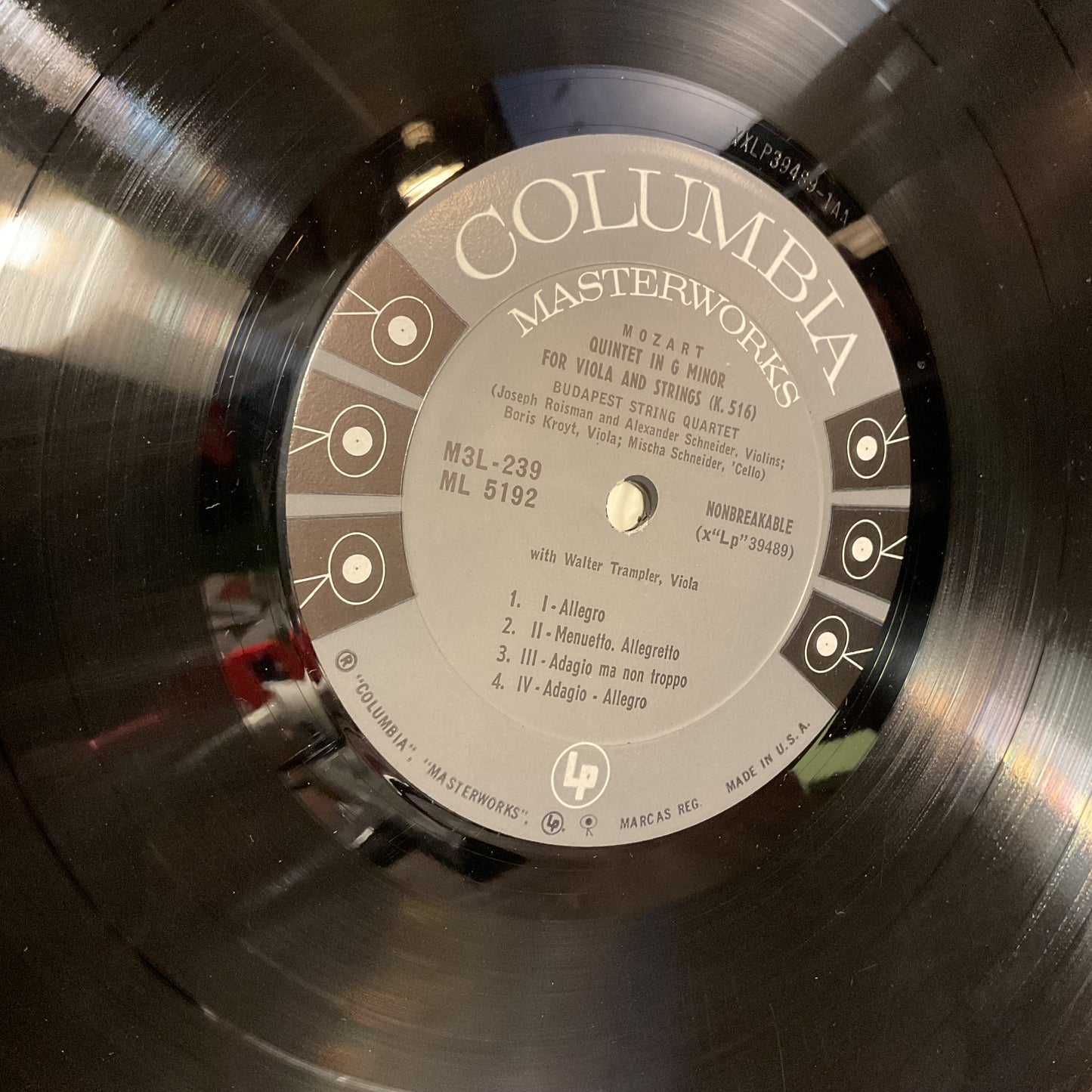 Quintet For Viola And Strings In C Major, K. 515 (VINYL) | Excellent+ (EX+) Near Mint (NM) - CLASSICAL / USED *EXCELLENT+*