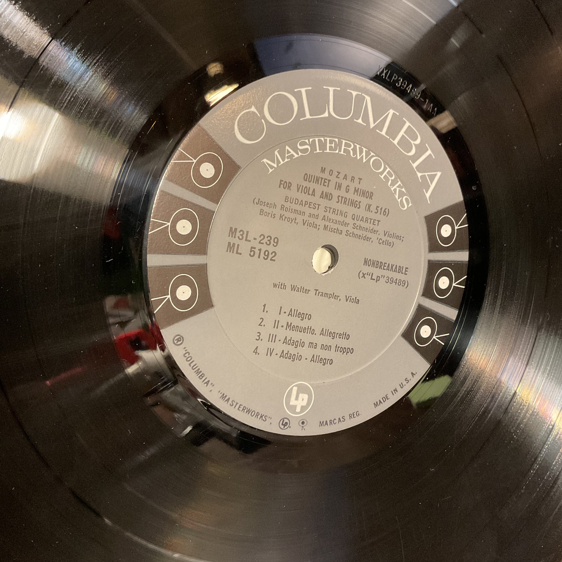 Quintet For Viola And Strings In C Major, K. 515 (VINYL) | Excellent+ (EX+) Near Mint (NM) - CLASSICAL / USED *EXCELLENT+*