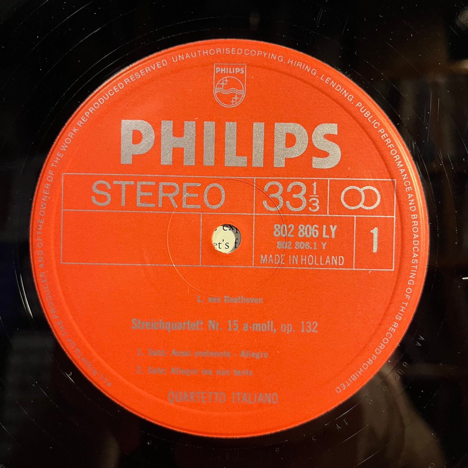 Ludwig van Beethoven - String Quartet In A Minor, Op. 132 *NETHERLANDS* | Excellent (EX) Near Mint (NM) - CLASSICAL / USED *EXCELLENT+*