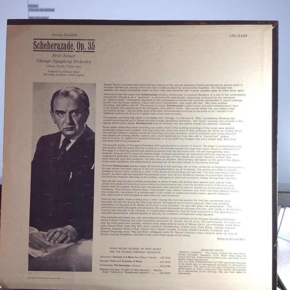 Nikolai Rimsky-Korsakov - Scheherazade (VINYL LP RCA Victor Red Seal – LSC-2446) | USED Excellent+ (EX+) Excellent (EX) - CLASSICAL / USED *EXCELLENT+*