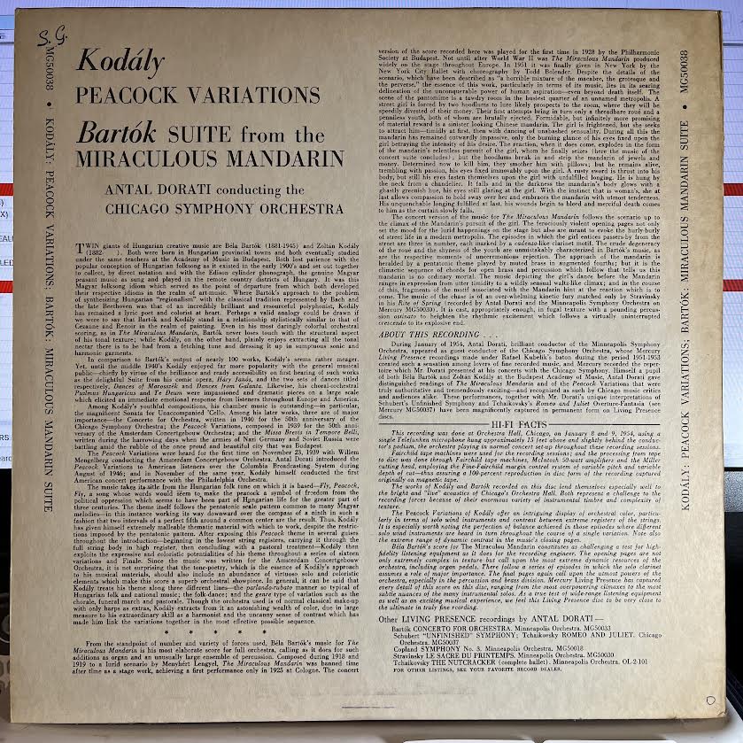 Zoltán Kodály - Peacock Variations / Suite From The Miraculous Mandarin | Excellent+ (EX+) Near Mint (NM) - CLASSICAL / USED *EXCELLENT+*