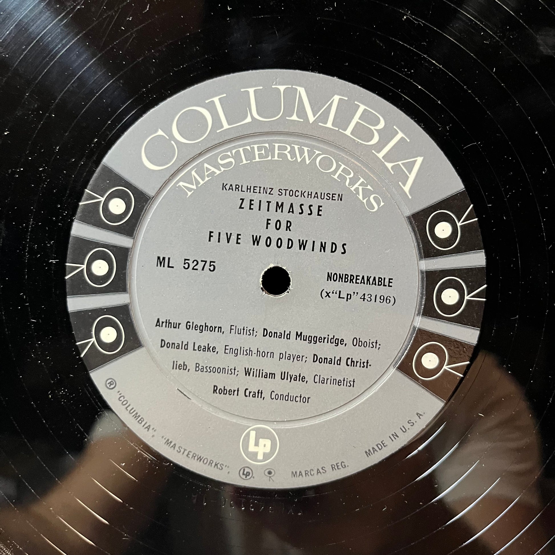 Pierre Boulez / Stockhausen - Robert Craft - Le Marteau Sans Maître / Nr. 5 Zeitmasse For Five Woodwinds (VINYL LP COLUMBIA MASTERWORKS ML 5275 1958) | USED Excellent+ (EX+) Very Good Plus (VG+) - CLASSICAL / USED *EXCELLENT+*