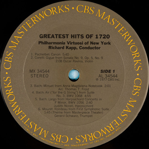 Philharmonia Virtuosi - Greatest Hits Of 1720 *REPRESS* | Very Good Plus (VG+) Excellent (EX) - CLASSICAL / USED *EXCELLENT+*