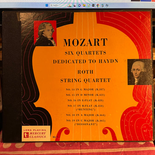 MOZART Six quartets dedicated to Haydn Roth String Quartet. Quartet No. 14 In G Major (K.387), Quartet No. 15 In D Minor (K.421) | Excellent (EX) Very Good Plus (VG+)
