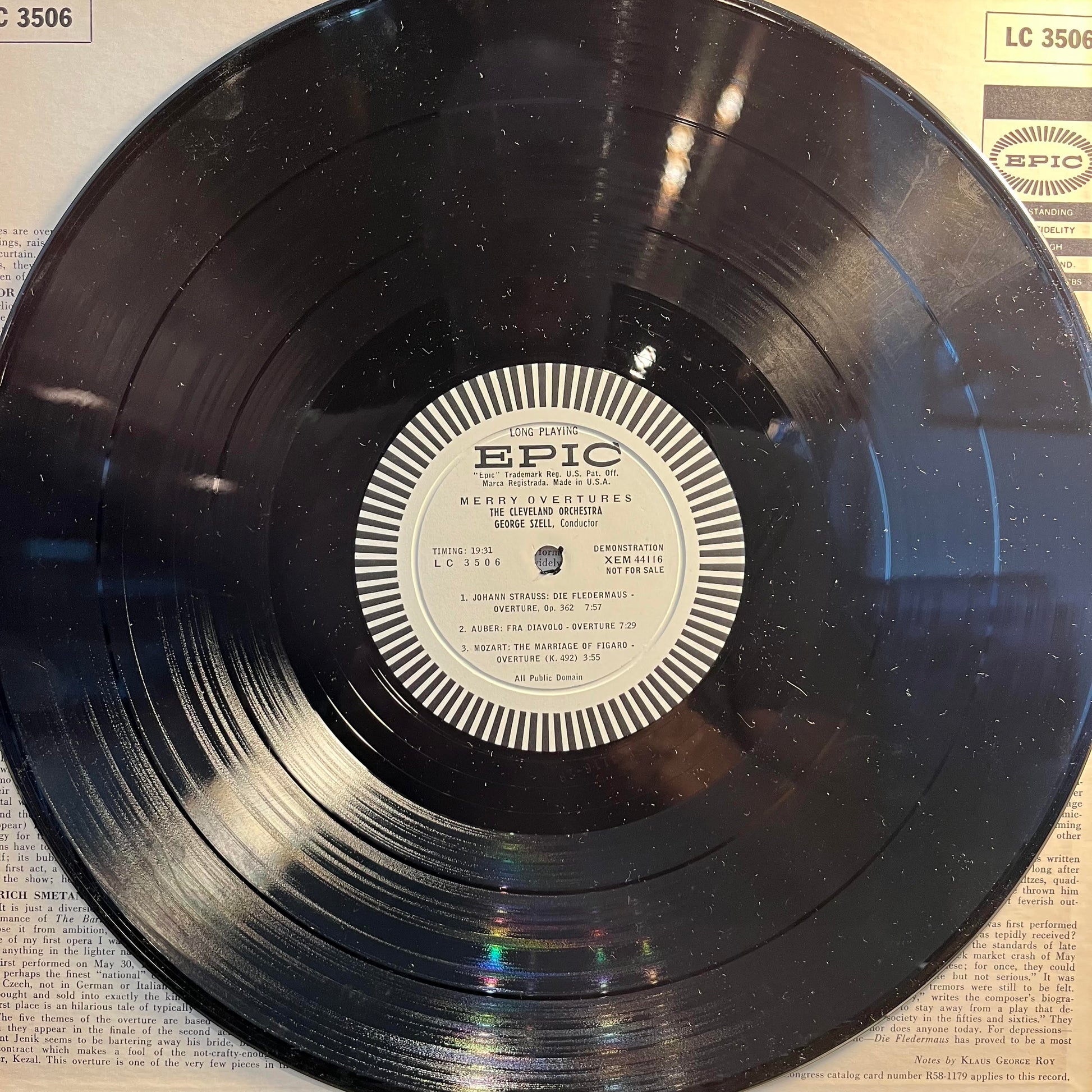 George Szell - Merry Ouvertures *PROMO* | Excellent (EX) Very Good Plus (VG+) - CLASSICAL / USED *EXCELLENT*