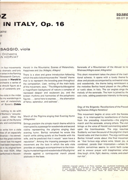 Harold In Italy, Op. 16 *UK* | Excellent (EX) Near Mint (NM)