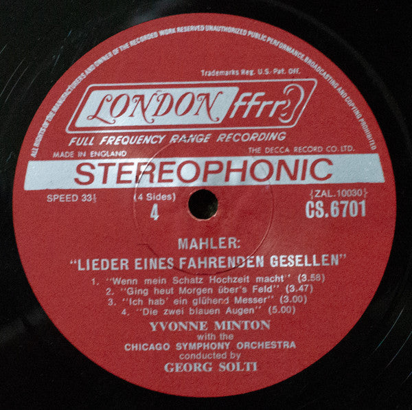 Gustav Mahler - Symphony No. 6 / Songs Of A Wayfarer | Excellent (EX) Very Good Plus (VG+) - CLASSICAL / USED *EXCELLENT*