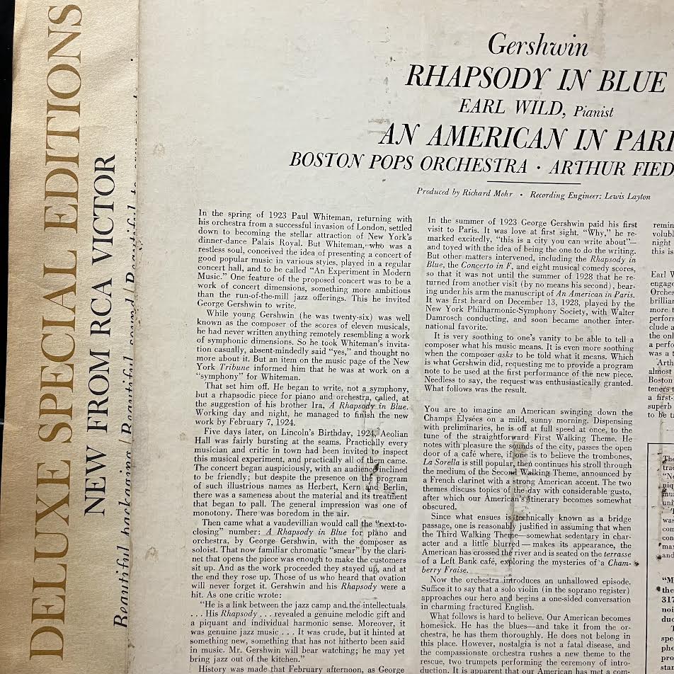 Rhapsody In Blue / An American In Paris ( VINYL) | Excellent (EX) Excellent+ (EX+) - CLASSICAL / USED *EXCELLENT*