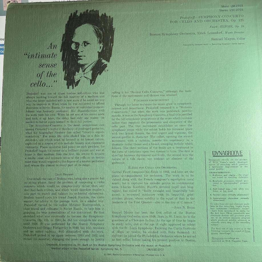 Symphony-Concerto For Cello And Orchestra / Élégie (vinyl) | Excellent (EX) Near Mint (NM) - CLASSICAL / USED *EXCELLENT*