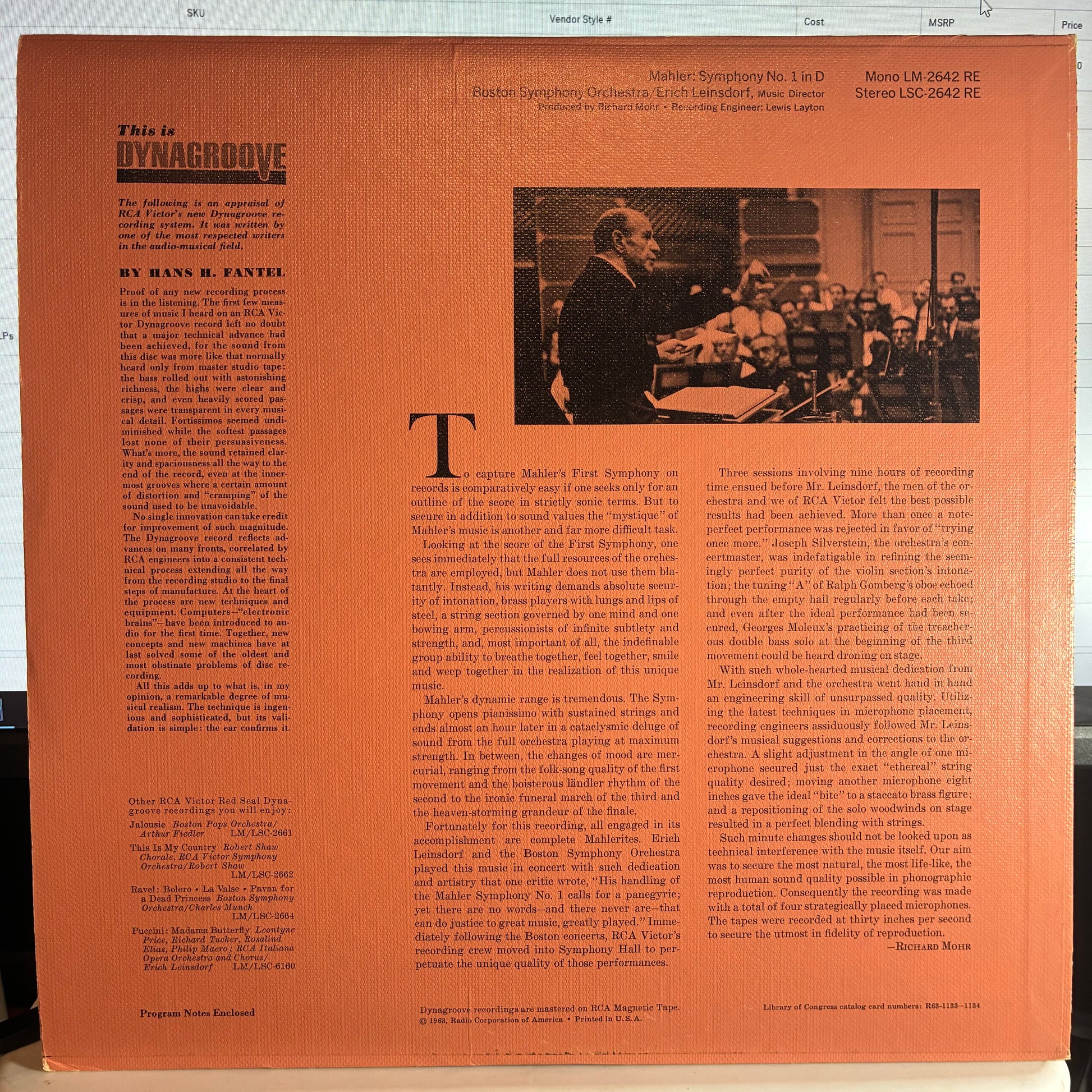 Symphony No. 1 (VINYL) | Excellent (EX) Excellent+ (EX+) - CLASSICAL / USED *EXCELLENT*