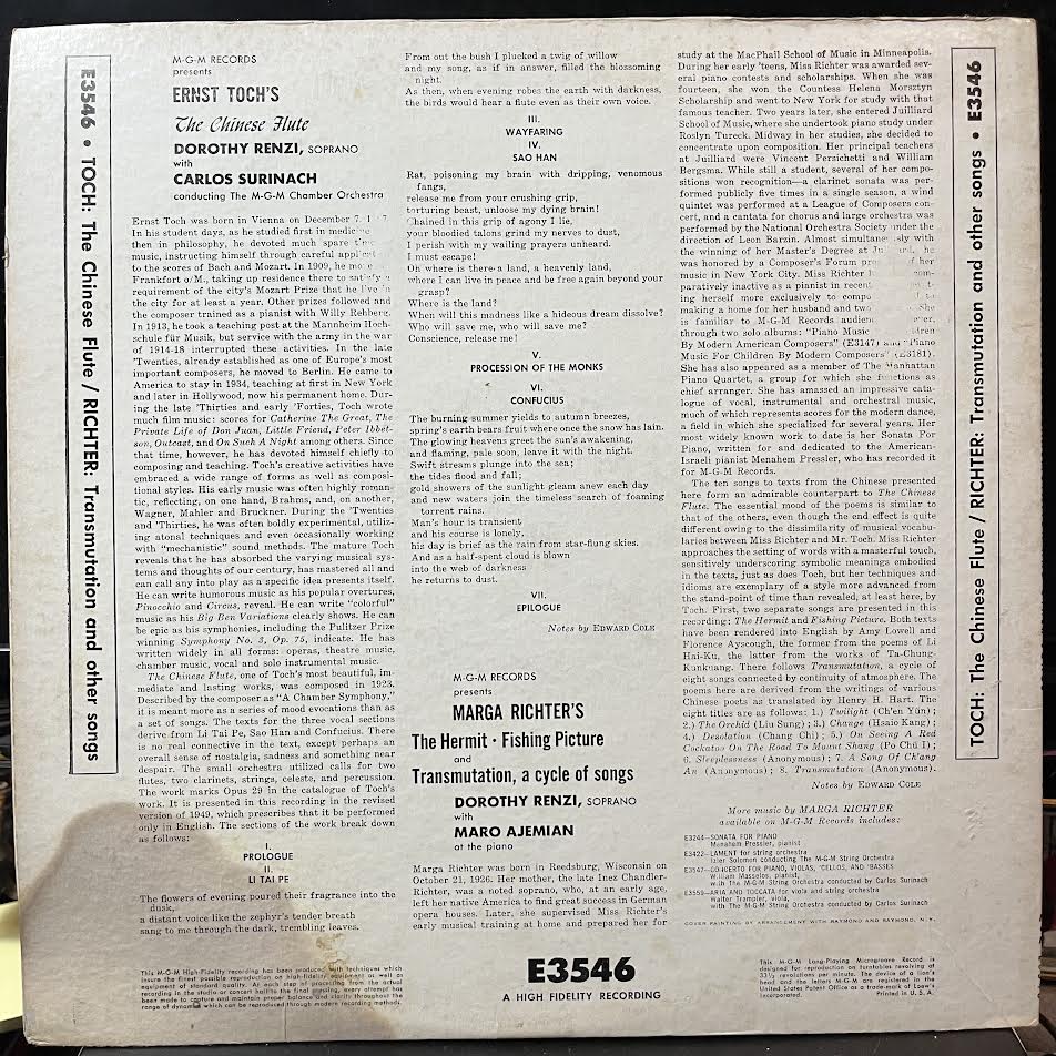 The Chinese Flute / Transmutation / The Hermit / Fishing Picture (VINYL) | Excellent (EX) Very Good (VG) - CLASSICAL * USED / EXCELLENT*