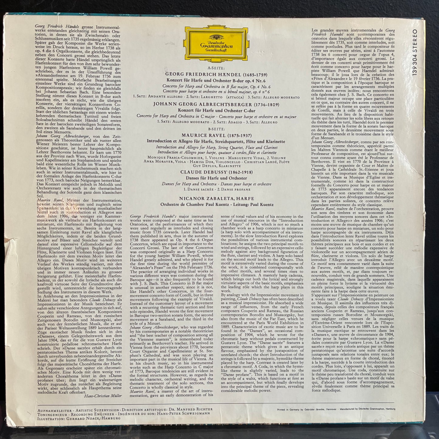 Werke Für Harfe Und Orchester (VINYL) | Excellent (EX) Very Good Plus (VG+) - CLASSICAL / USED *EXCELLENT*