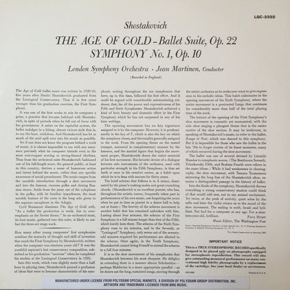 The Age Of Gold Ballet Suite And Symphony No. 1 (VINYL) | Mint (M) Excellent+ (EX+) - CLASSICAL / USED *MINT*