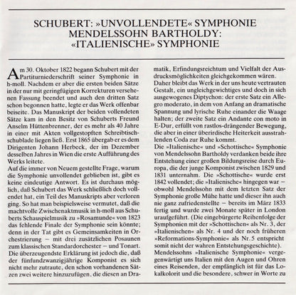 Schubert: Symphony No.8 "Unfinished" / Mendelssohn: Symphony No.4 "Italian" (CD) | Near Mint (NM) Near Mint (NM) - CLASSICAL / USED *NEAR MINT-*