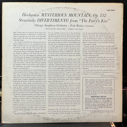 Hovhaness* / Stravinsky* - Chicago Symphony Orches - Mysterious Mountain / Divertimento (From The Fairy's Kiss) (VINYL LP RCA RED SEAL LSC 2251) | Near Mint- (NM-) Excellent (EX) - CLASSICAL / USED *NEAR MINT-*