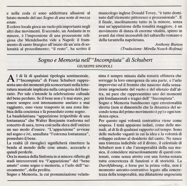 Schubert: Symphony No.8 "Unfinished" / Mendelssohn: Symphony No.4 "Italian" (CD) | Near Mint (NM) Near Mint (NM) - CLASSICAL / USED *NEAR MINT-*