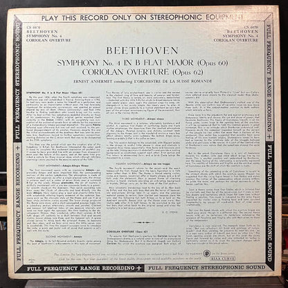 Symphony No. 4 In B Flat Major Opus 60 + Overture "Coriolan" Op. 62 (VINYL) | Near Mint- (NM-) Near Mint- (NM-) - CLASSICAL / USED *NEAR MINT-*