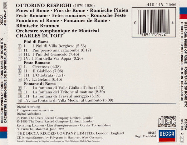 Pines Of Rome • Fountains Of Rome • Feste Romane (CD) | Near Mint (NM) Near Mint (NM) - CLASSICAL / USED *NEAR MINT-*